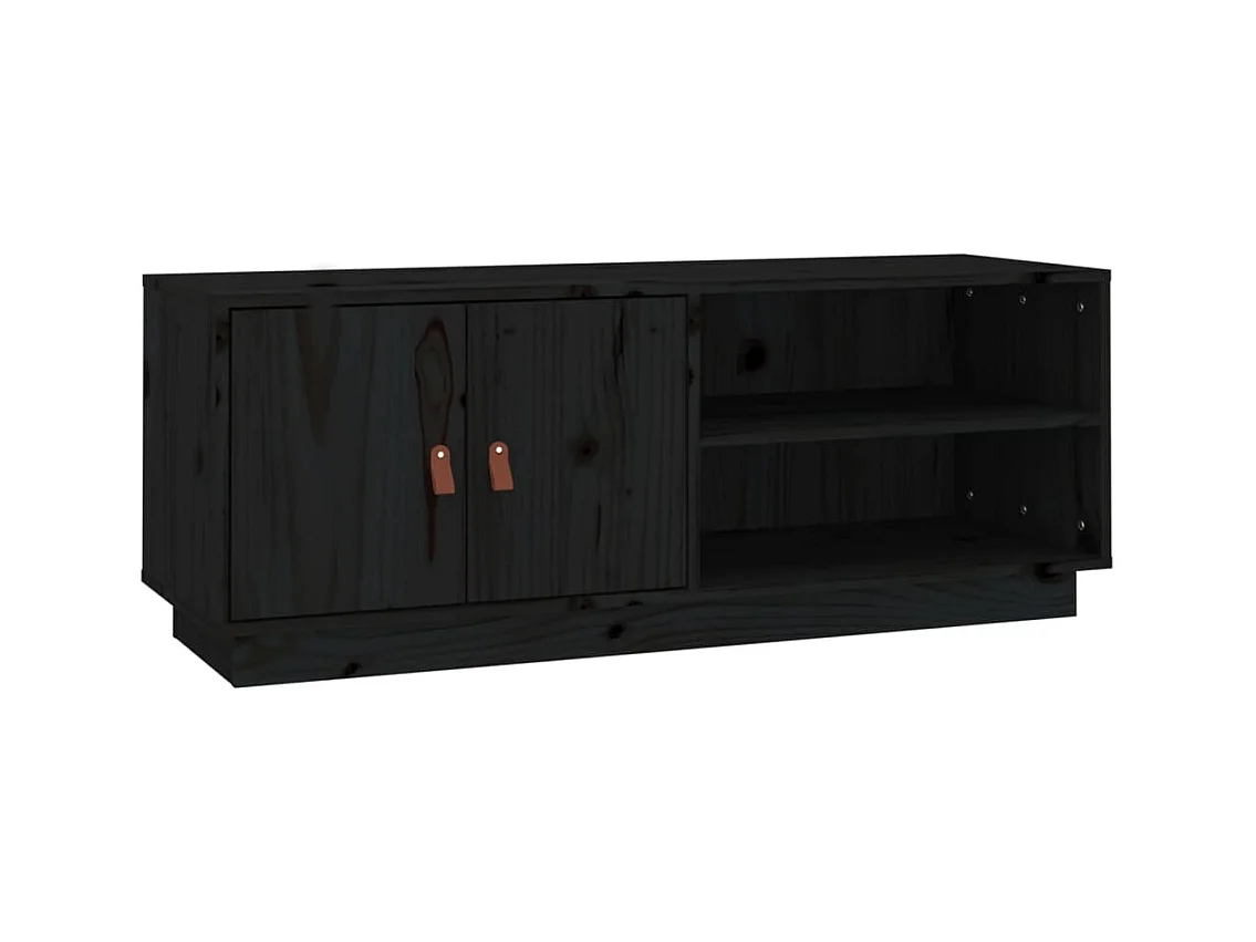 Mueble de TV | Mueble de salón de madera maciza de pino negro 105x34x40 cm