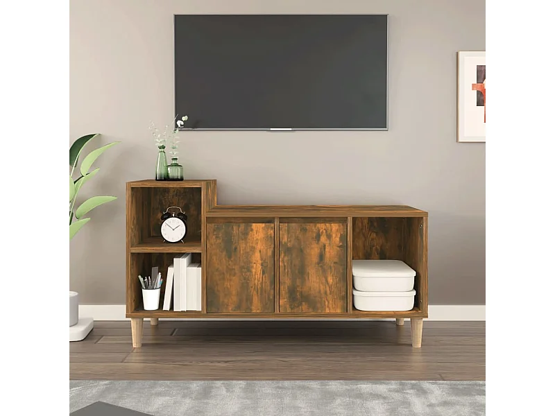 Mueble para TV  | Gabinete de TV |  Mueble de salón madera contrachapada roble ahumado 100x35x55 cm