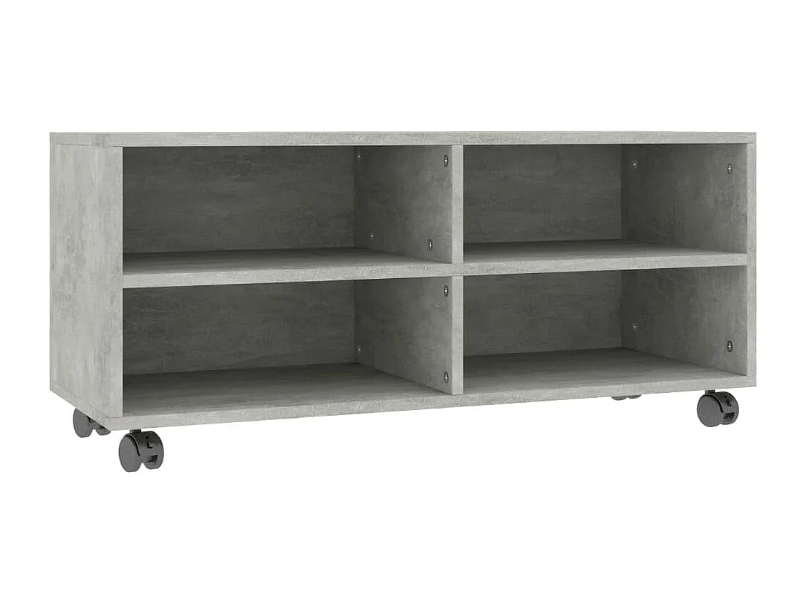 Mueble de TV | Mueble de salón con ruedas contrachapada gris hormigón 90x35x35 cm