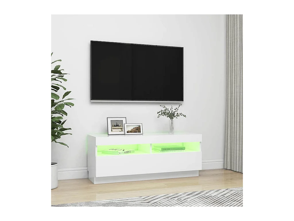 Mueble para TV  | Gabinete de TV |  Mueble de salón con luces LED blanco 100x35x40 cm
