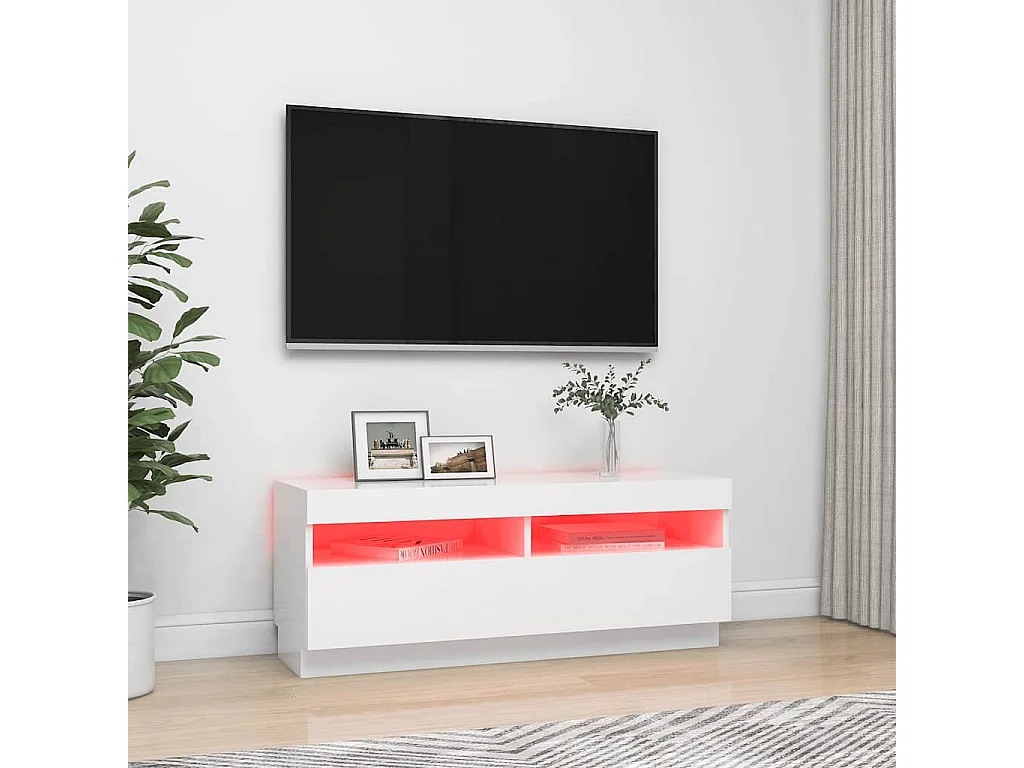 Mueble para TV  | Gabinete de TV |  Mueble de salón con luces LED blanco 100x35x40 cm