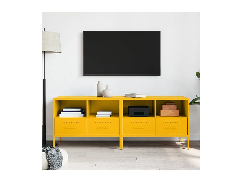 muebles para TV  | Gabinetes de TV |  Muebles de salón 2 unidades acero amarillo mostaza 68x39x50,5 cm
