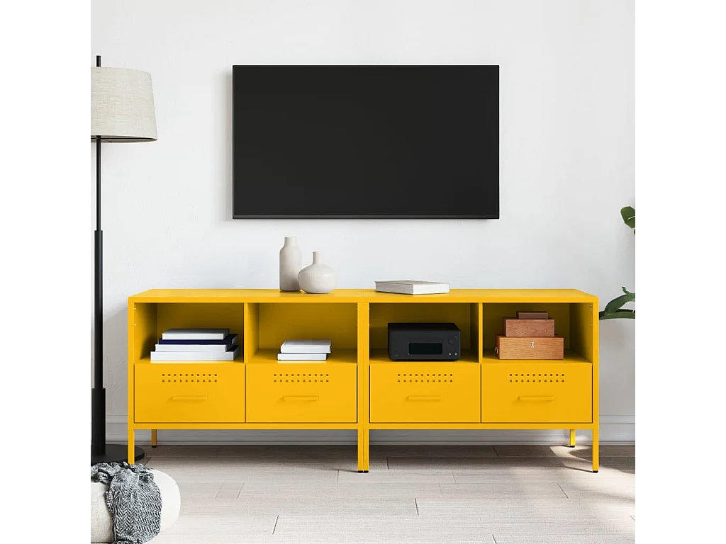 muebles para TV  | Gabinetes de TV |  Muebles de salón 2 unidades acero amarillo mostaza 68x39x50,5 cm
