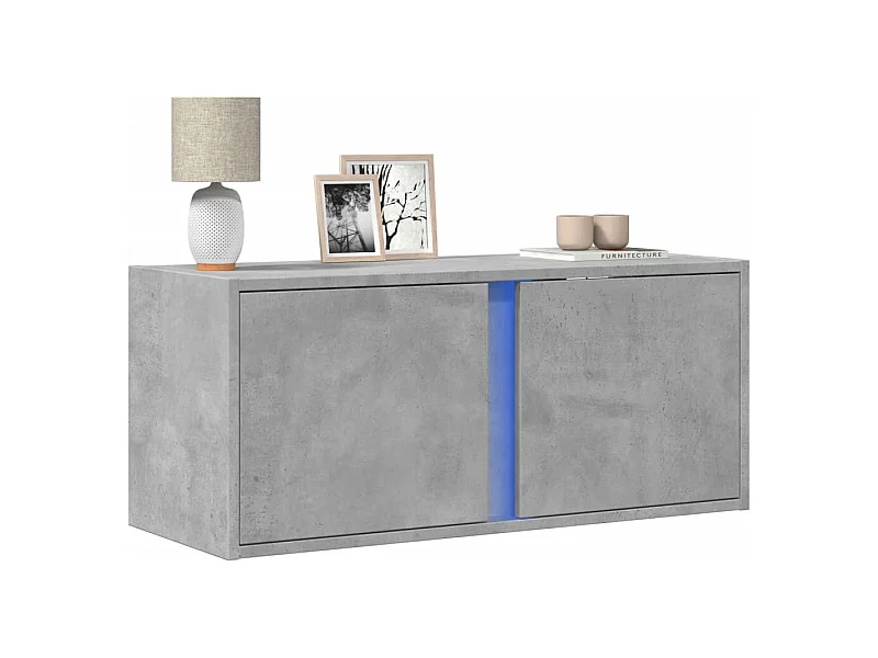 Tv-wandmeubel | TV-kast | Tv-Bank met LED-verlichting 80x31x35 cm betongrijs