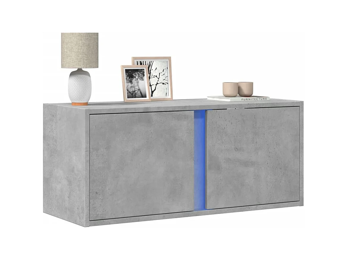 Tv-wandmeubel | TV-kast | Tv-Bank met LED-verlichting 80x31x35 cm betongrijs