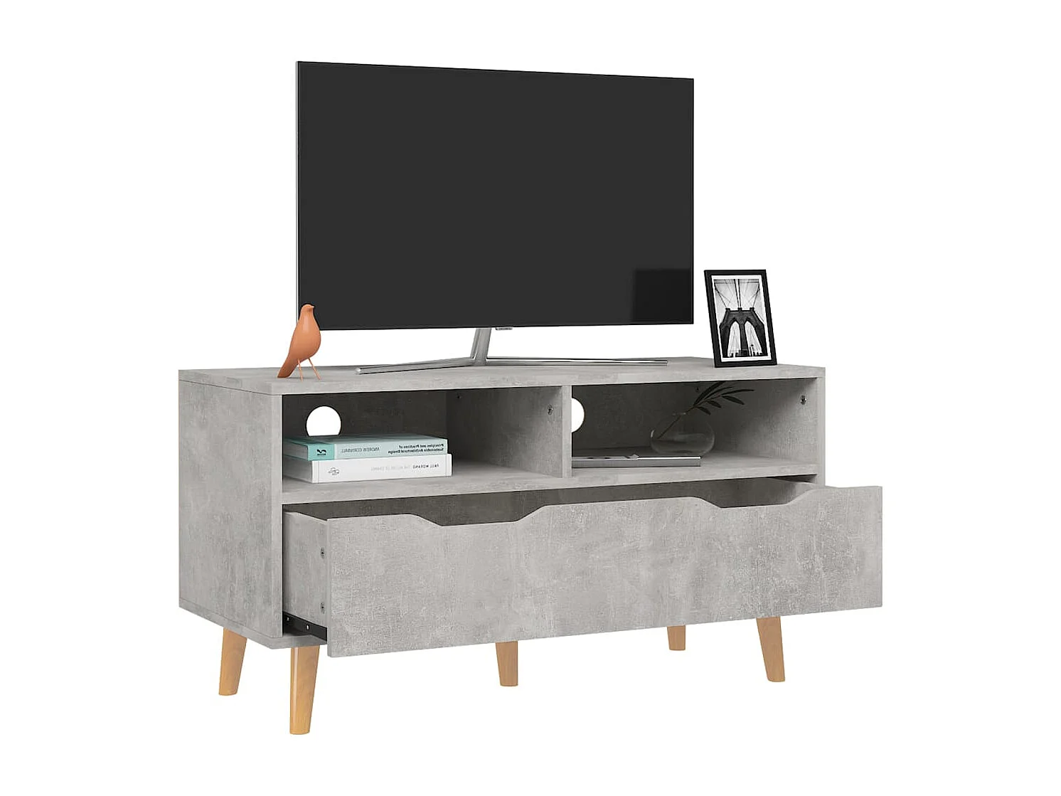 Meuble TV | Banc TV | Armoire TV gris béton 90x40x48,5 cm bois d'ingénierie
