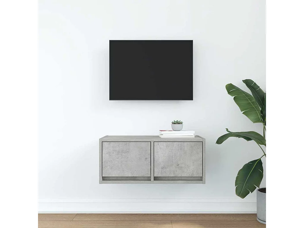 Meuble TV | Banc TV | Armoire TV gris béton 60x31x25,5 cm bois d'ingénierie