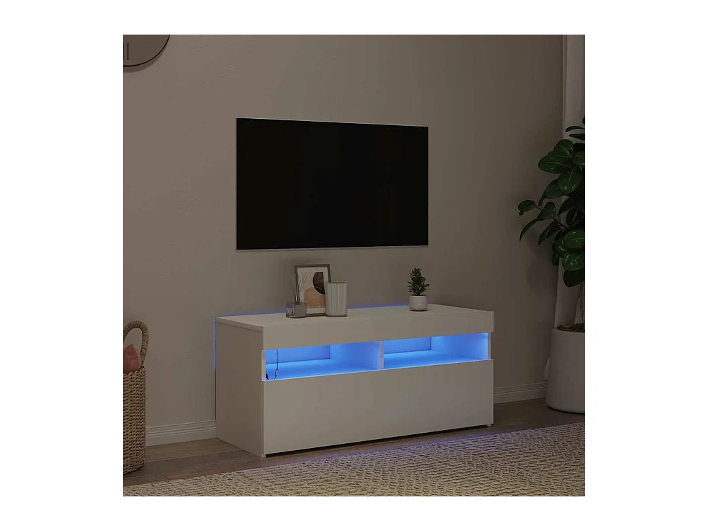 Mueble de TV | Mueble de salón con luces LED blanco 90x35x40 cm