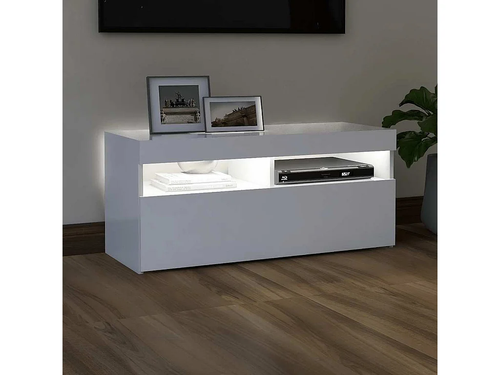 Mueble de TV | Mueble de salón con luces LED blanco 90x35x40 cm
