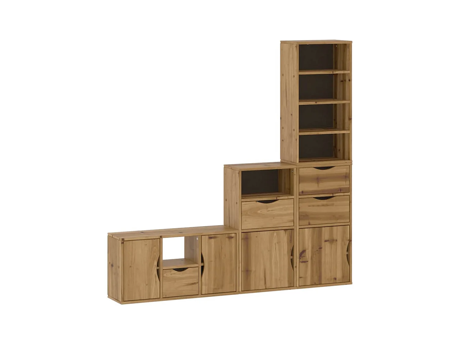 Muebles de TV | Gabinetes de TV |  Muebles de salón 4 uds. con almacenaje "ODDA" madera maciza pino