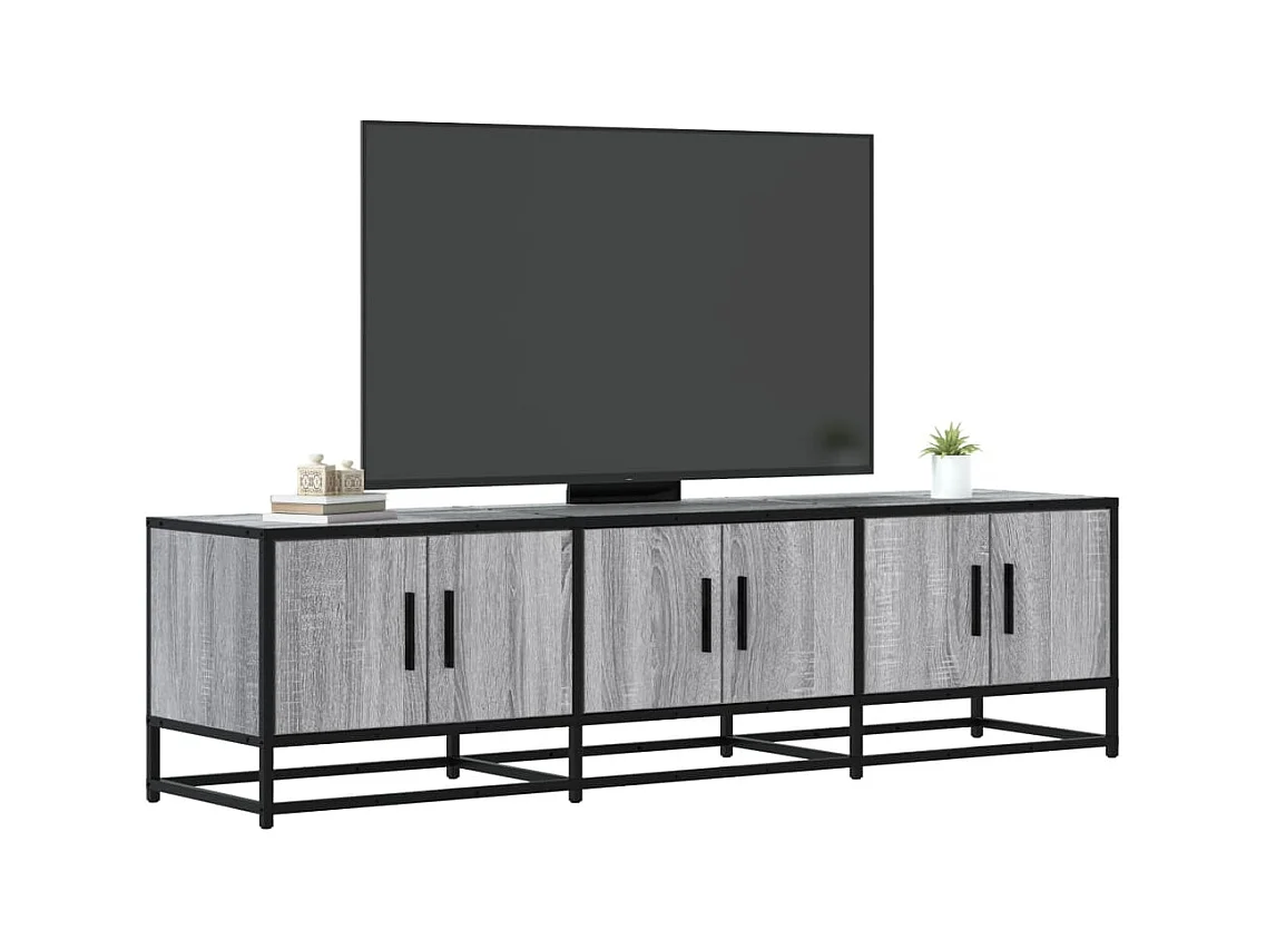 Tv-meubel | Tv-Bank | TV-kast150x35x41 cm bewerkt hout metaal grijs sonoma eiken