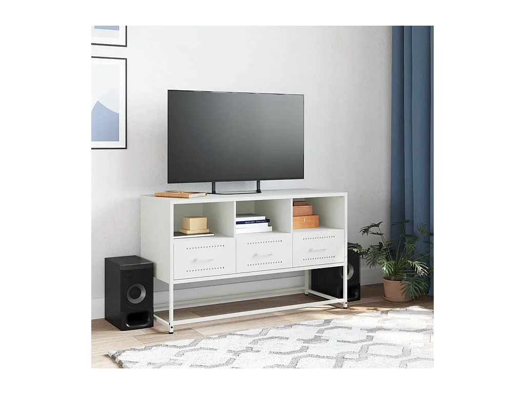 Tv-meubel | Tv-Bank | TV-kast100,5x39x60,5 cm staal wit