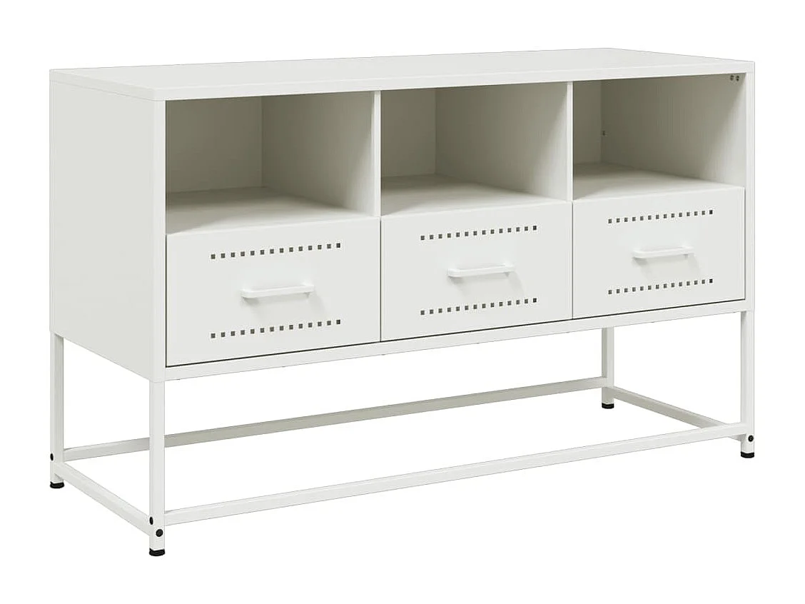 Meuble TV | Banc TV | Armoire TV blanc 100,5x39x60,5 cm acier