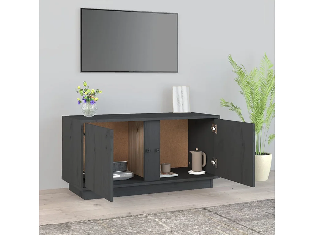 Meuble TV | Banc TV | Armoire TV Gris 80x35x40,5 cm Bois de pin massif