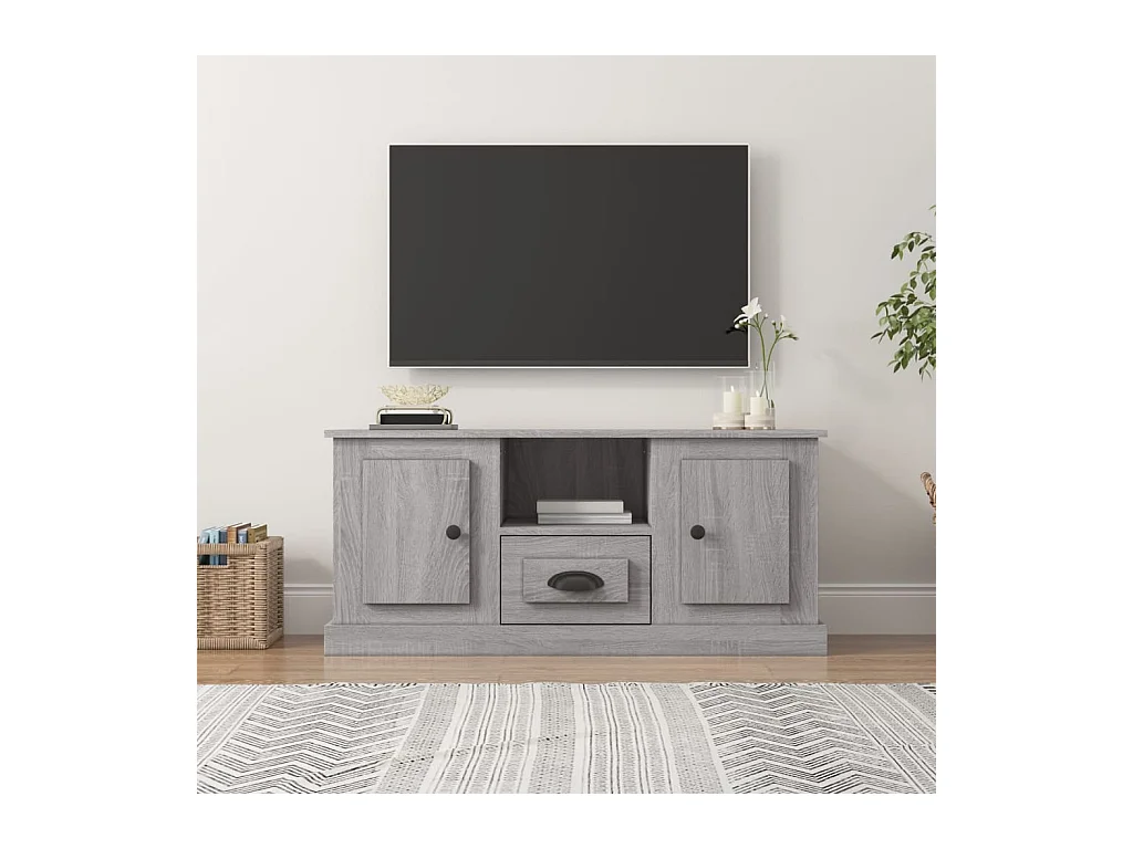 Mueble para TV  | Gabinete de TV |  Mueble de salón madera contrachapada gris Sonoma 100x35,5x45 cm