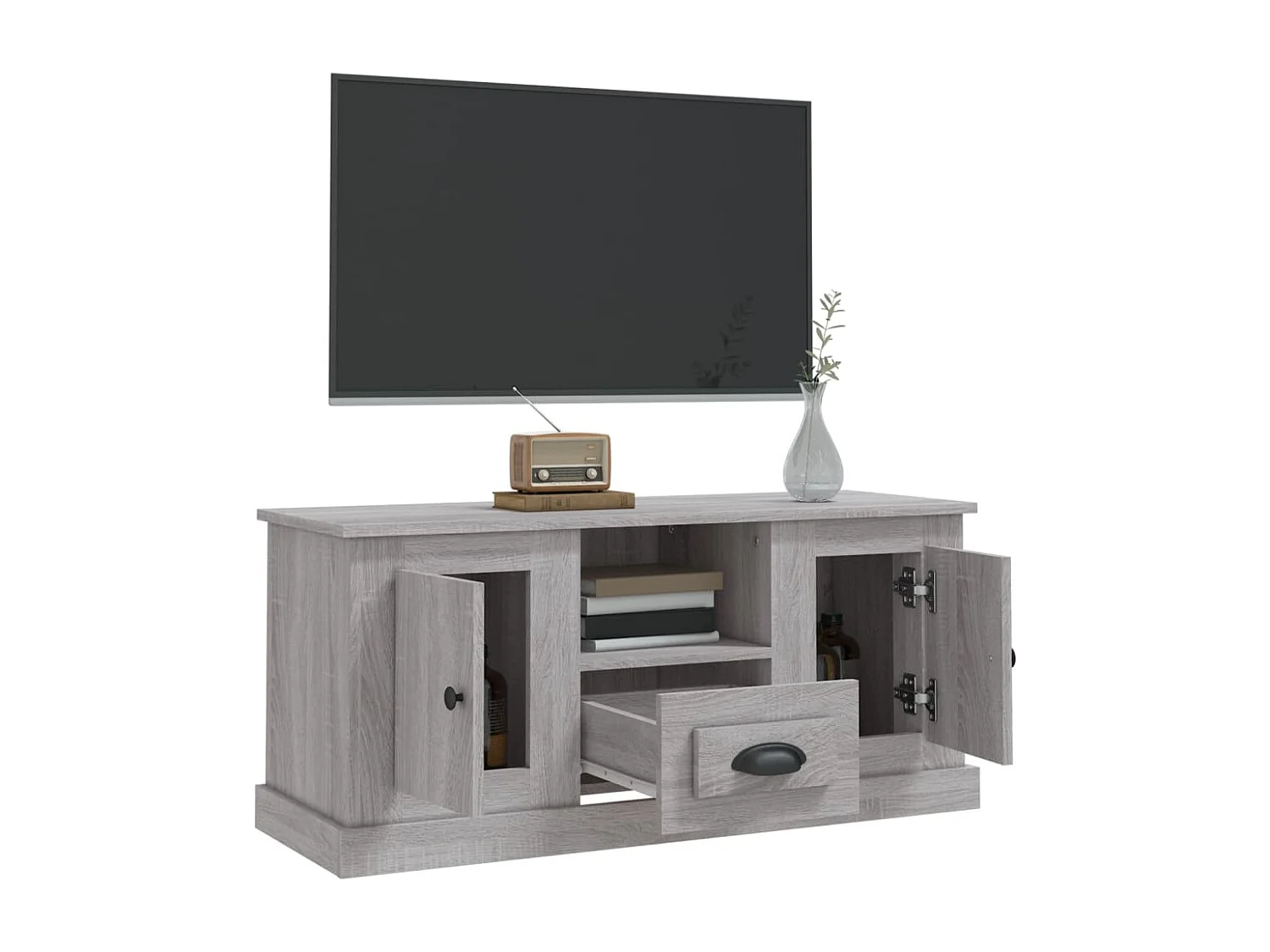 Mueble para TV  | Gabinete de TV |  Mueble de salón madera contrachapada gris Sonoma 100x35,5x45 cm