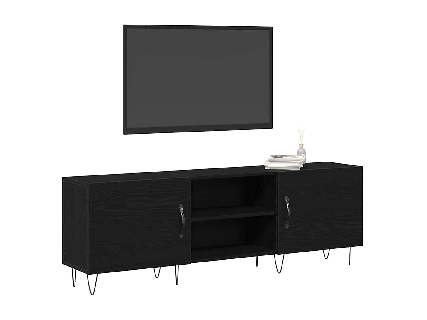 Meuble TV | Banc TV | Armoire TV Noir Chêne 150x30x50 cm Bois d'ingénierie