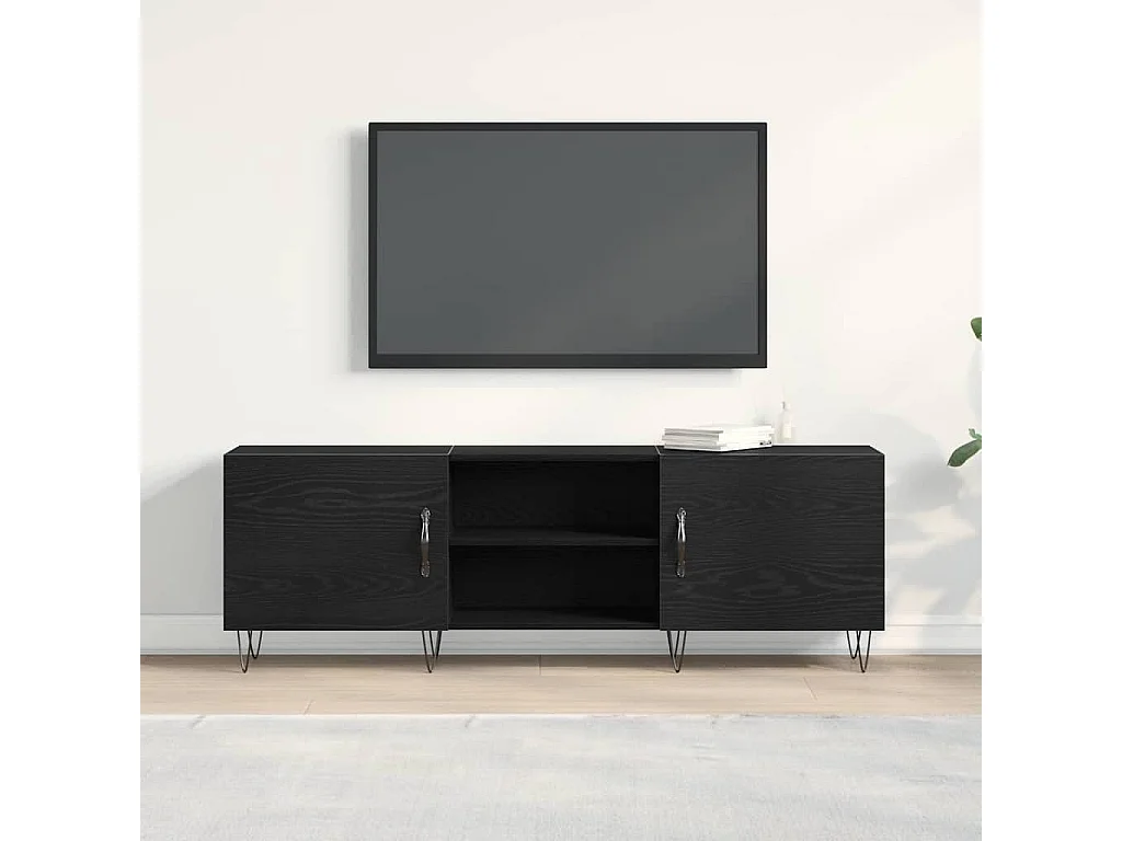 Meuble TV | Banc TV | Armoire TV Noir Chêne 150x30x50 cm Bois d'ingénierie