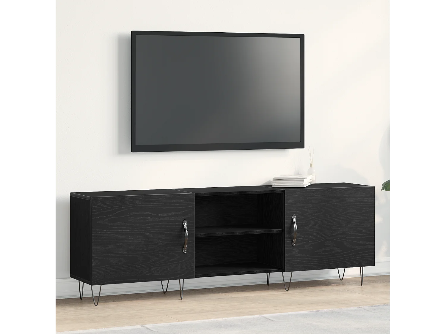 Gabinete de TV | Mueble de TV | Mueble de salón Roble negro 150 x 30 x 50 cm
