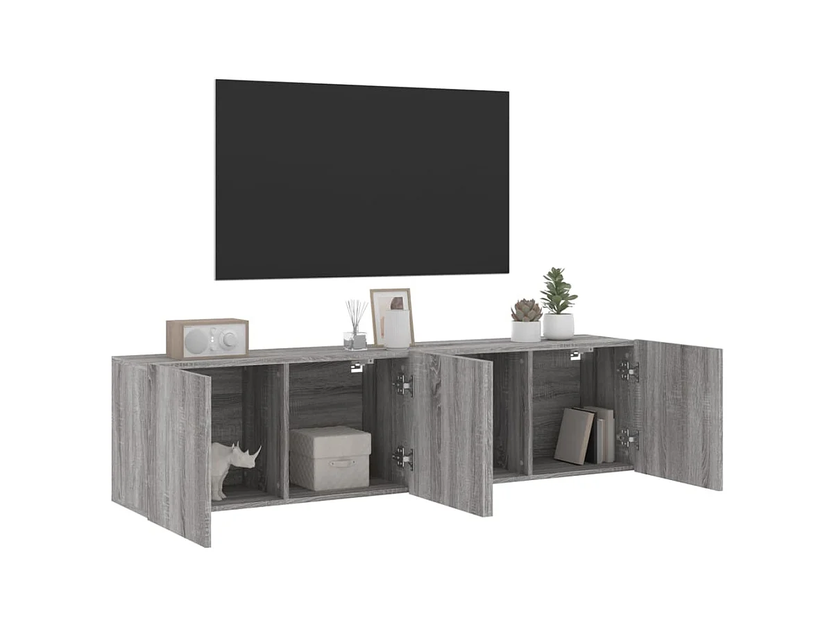 muebles para TV  | Gabinetes de TV |  Muebles de salón de pared 2 unidades gris Sonoma 80x30x41 cm