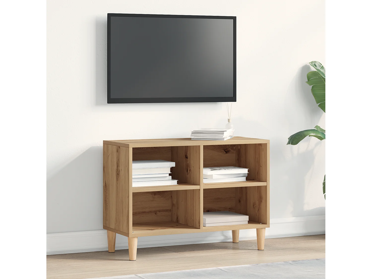 Tv-meubel | Tv-Bank | TV-kast69,5x30x50 cm bewerkt hout artisanaal eiken