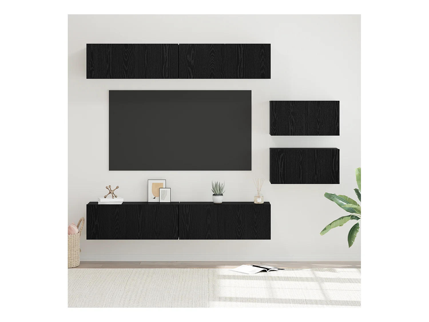 Conjunto de Mueble de TV | Mueble de salón 6 pcs Roble negro 80 x 30 x 30 cm