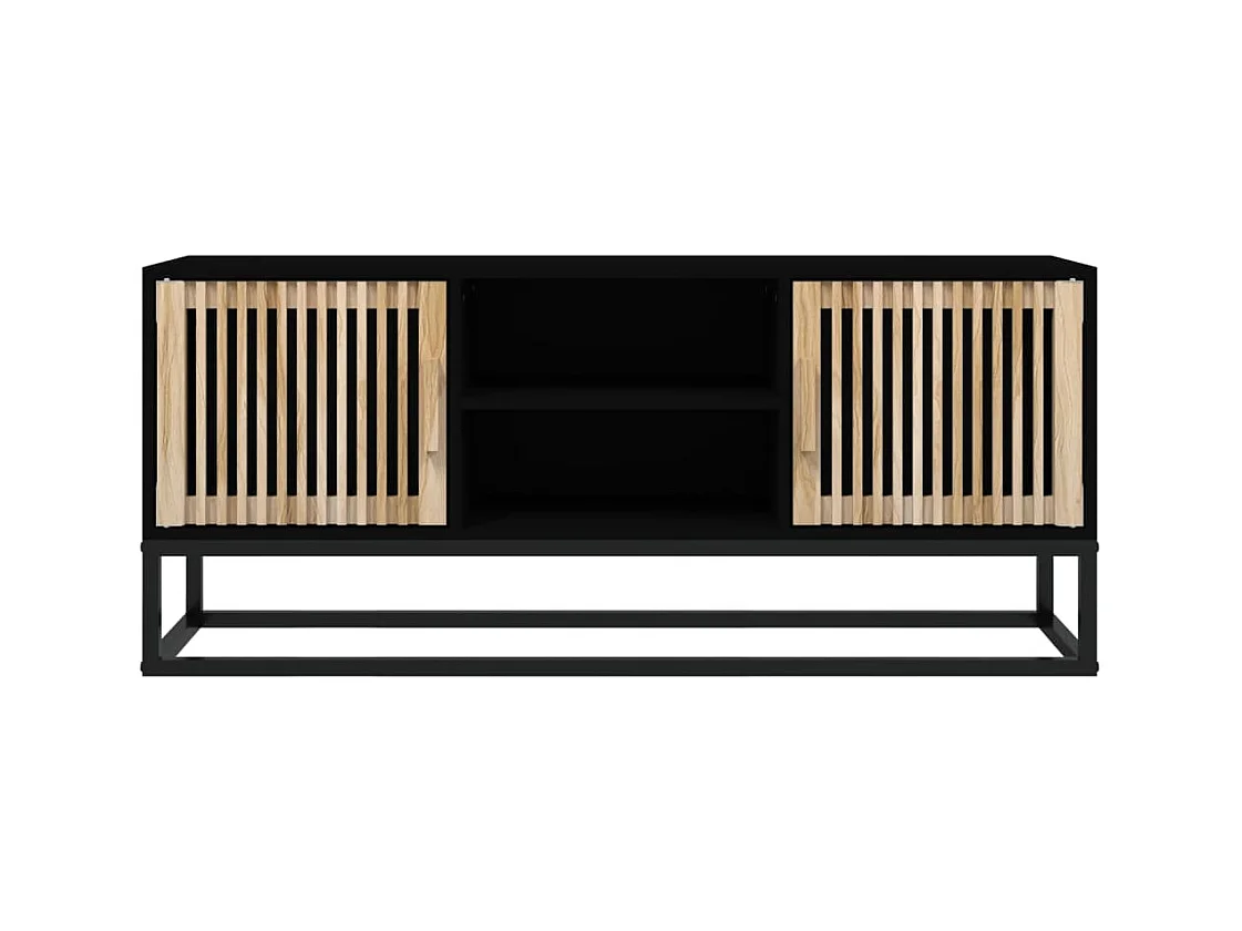 Mueble de TV | Mueble de salón hierro y madera contrachapada negro 105x30x45 cm