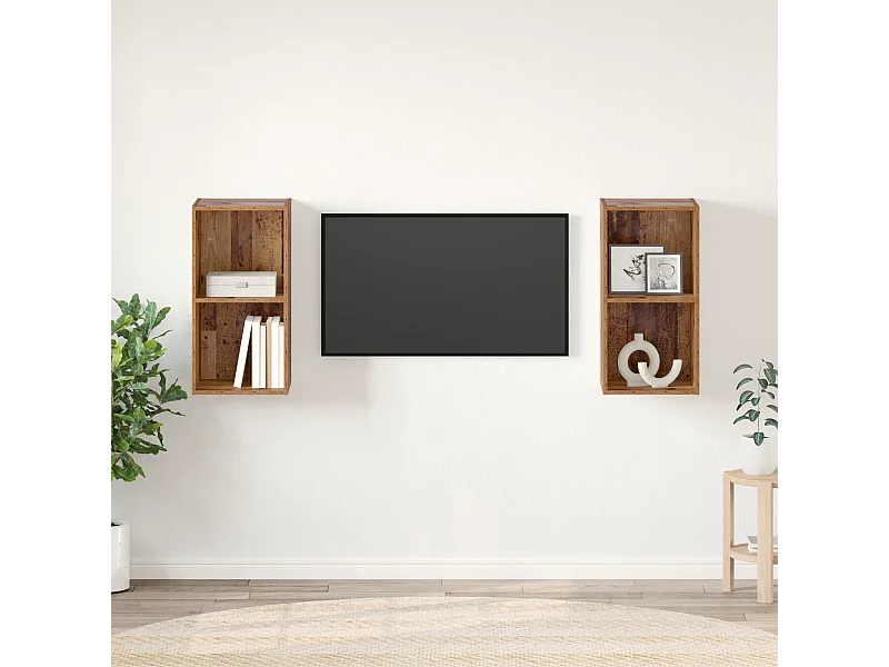 Wand TV kast | Tv-meubel | Tv-Bank 2 pcs Oude hout 37 x 37 x 72 cm Bewerkt hout