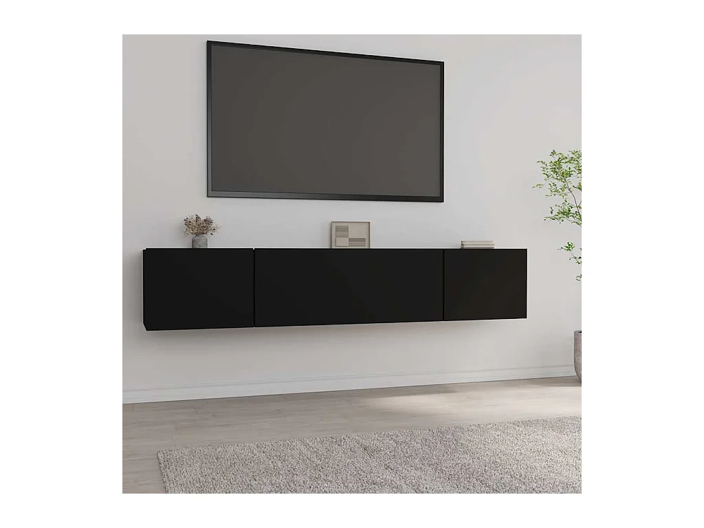 Meubles TV | Bancs TV | Armoires TV 2 pcs Noir 80x30x30 cm Bois d'ingénierie