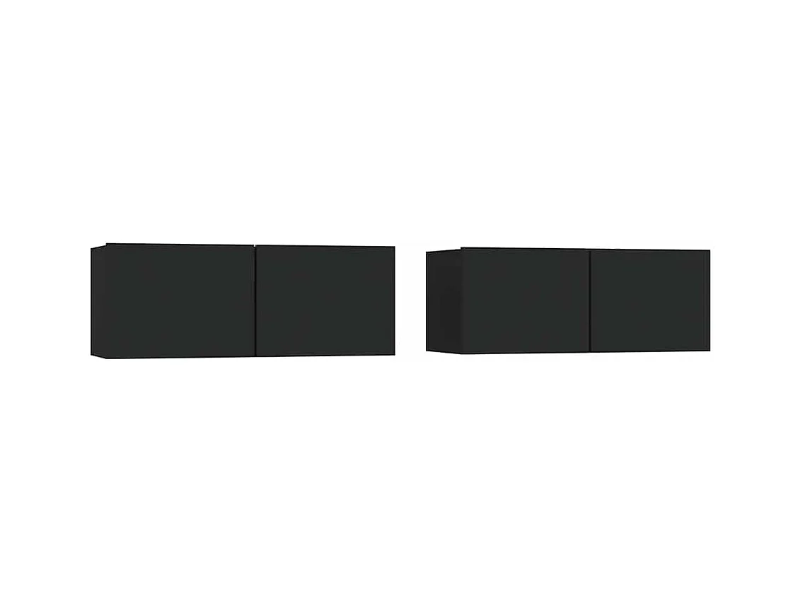 Meubles TV | Bancs TV | Armoires TV 2 pcs Noir 80x30x30 cm Bois d'ingénierie