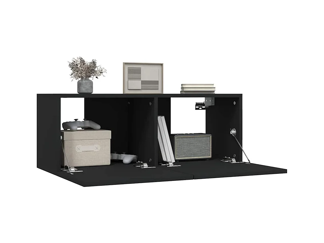 Meubles TV | Bancs TV | Armoires TV 2 pcs Noir 80x30x30 cm Bois d'ingénierie