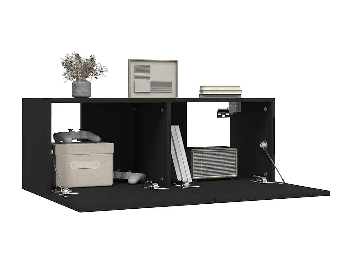 Meubles TV | Bancs TV | Armoires TV 2 pcs Noir 80x30x30 cm Bois d'ingénierie