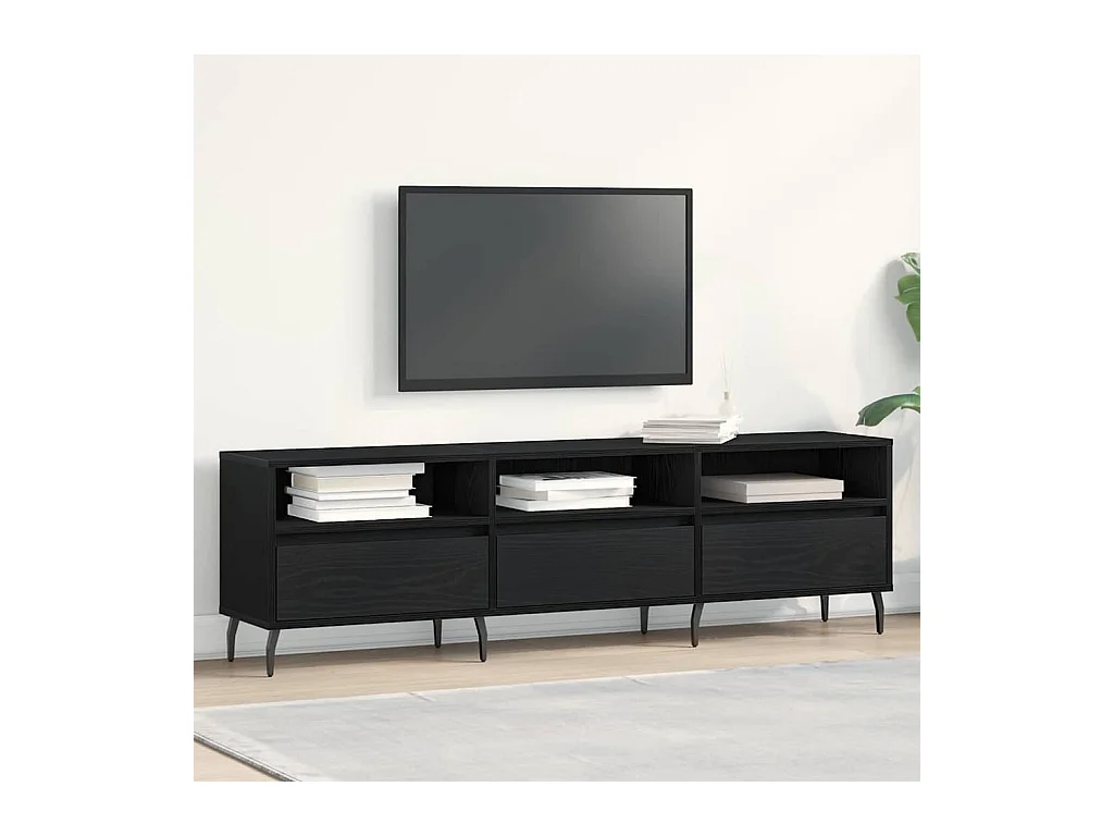 Gabinete de TV | Mueble de TV | Mueble de salón Roble negro 150 x 30 x 44.5 cm