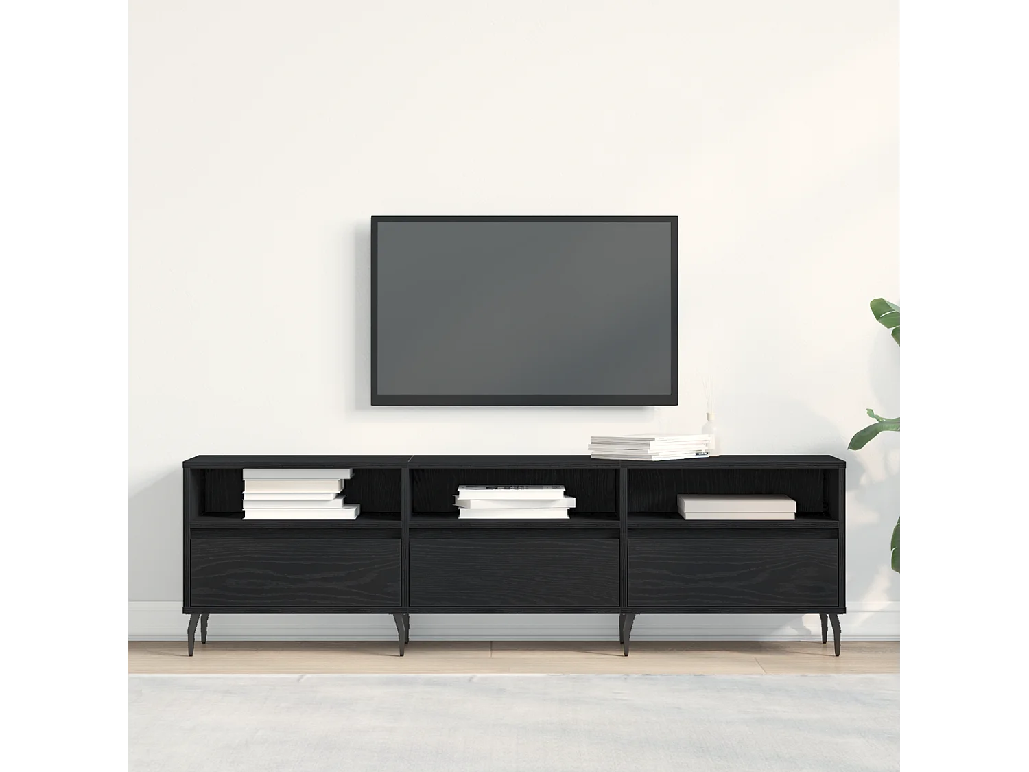 Gabinete de TV | Mueble de TV | Mueble de salón Roble negro 150 x 30 x 44.5 cm