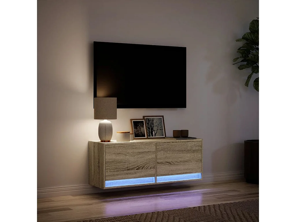 Tv-wandmeubel | TV-kast | Tv-Bank met LED-verlichting 100x31x35 cm sonoma eiken