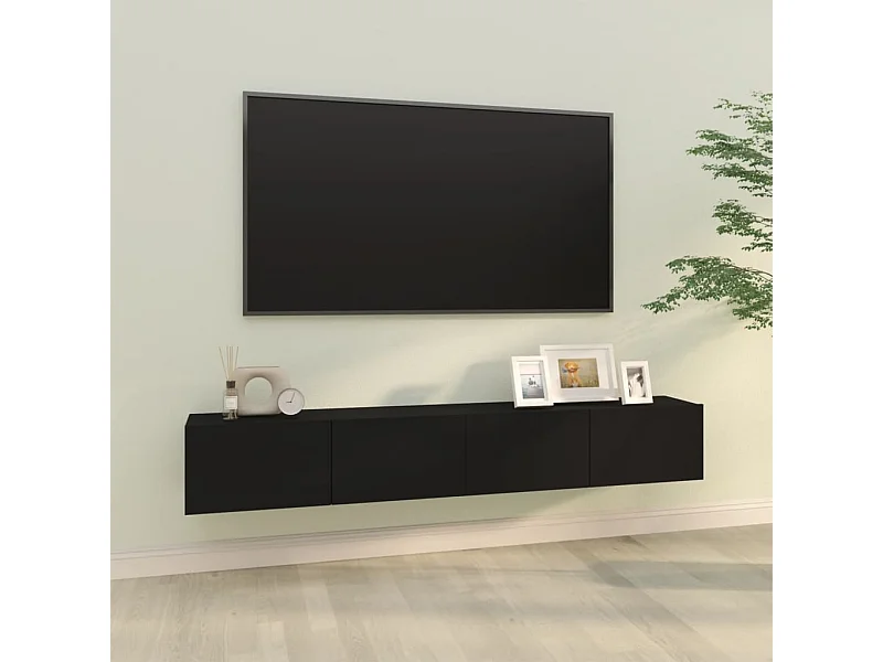 Muebles TV | Gabinetes de TV | Muebles de salón pared 2 uds madera contrachapada negro 100x30x30 cm