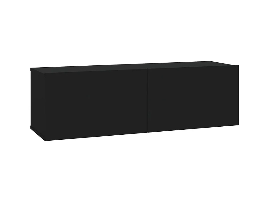 Muebles TV | Gabinetes de TV | Muebles de salón pared 2 uds madera contrachapada negro 100x30x30 cm