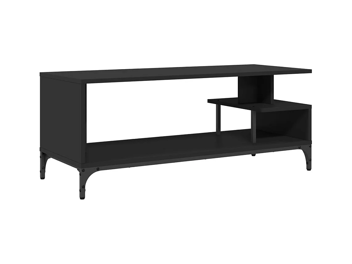 Mueble de TV | Mueble de salón madera de ingeniería y acero negro 102x40x41 cm