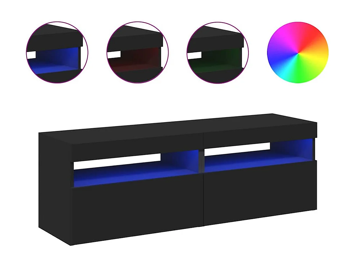 Muebles de TV | Gabinetes de TV |  Muebles de salón con luces LED 2 uds negro 60x35x40 cm