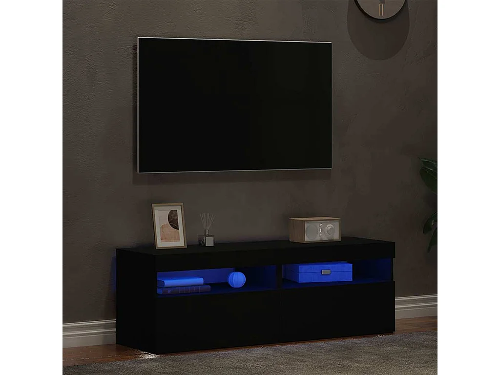 Muebles de TV | Gabinetes de TV |  Muebles de salón con luces LED 2 uds negro 60x35x40 cm
