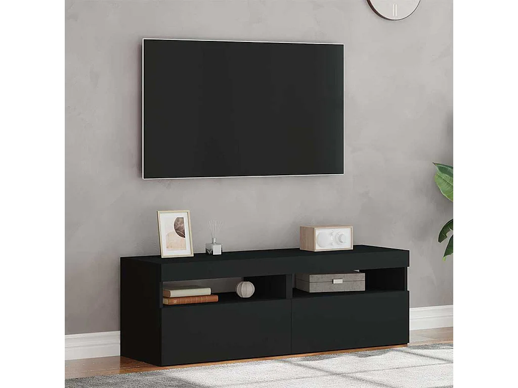 Muebles de TV | Gabinetes de TV |  Muebles de salón con luces LED 2 uds negro 60x35x40 cm