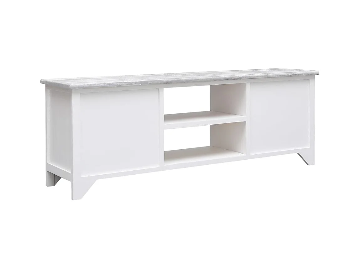 Mueble para TV  | Gabinete de TV |  Mueble de salón madera de paulownia blanco y gris 108x30x40 cm