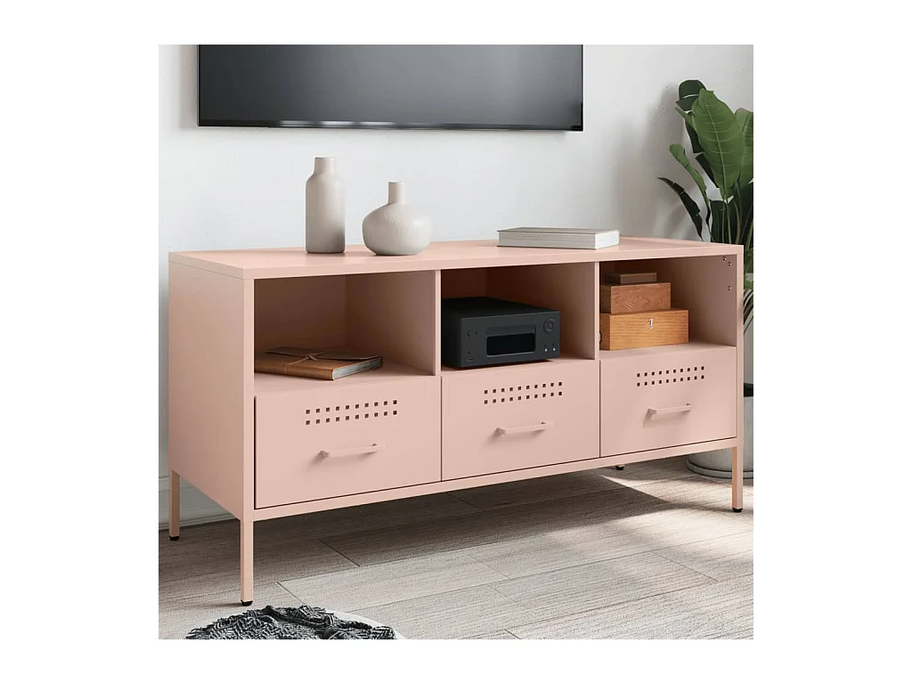 Mueble para TV  | Gabinete de TV |  Mueble de salón acero rosa 100,5x39x50,5 cm
