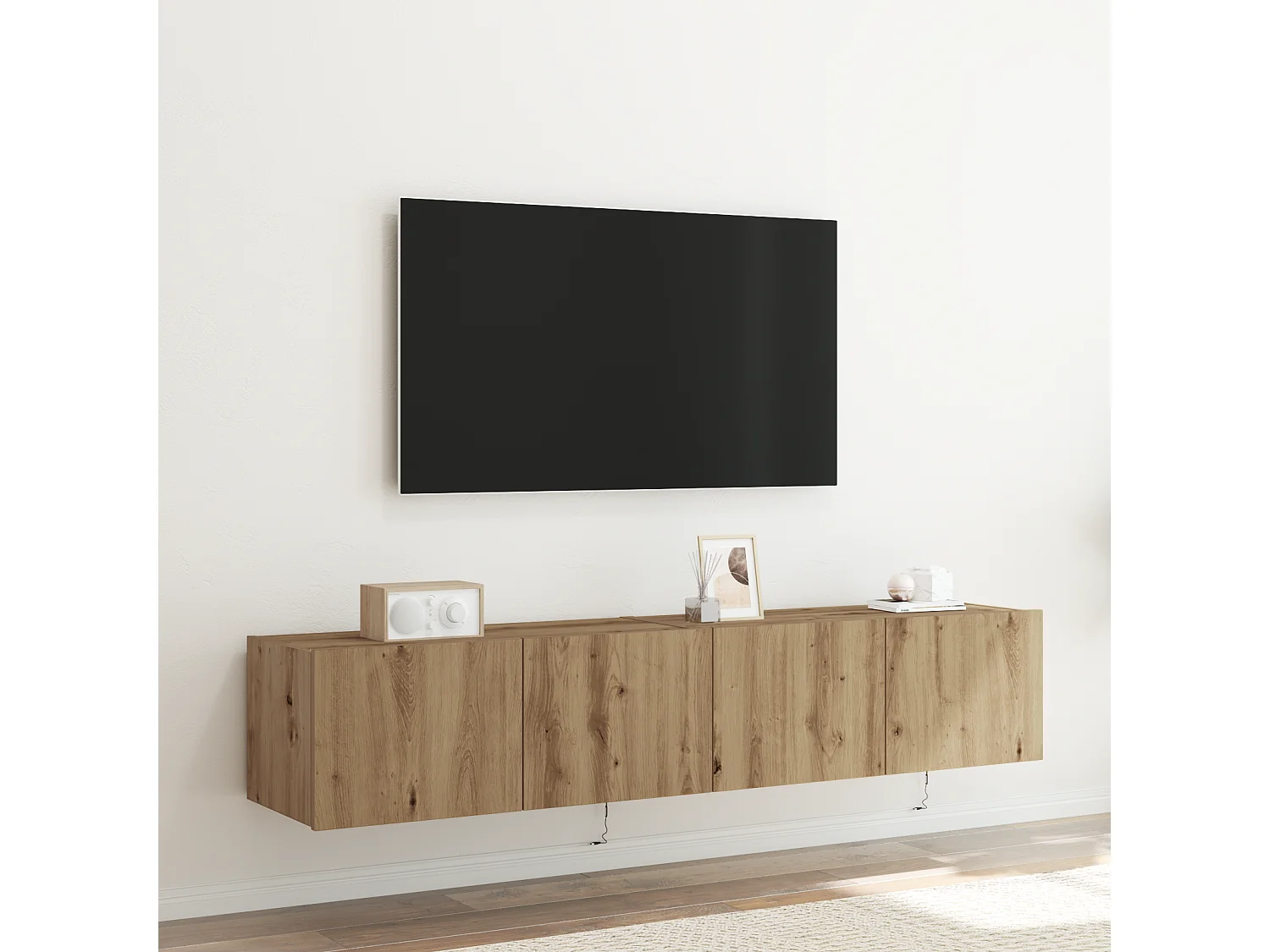 Rangements TV | Bancs TV | Armoires TV avec lumières LED 2 pcs Chêne Artisan 80x35x31 cm