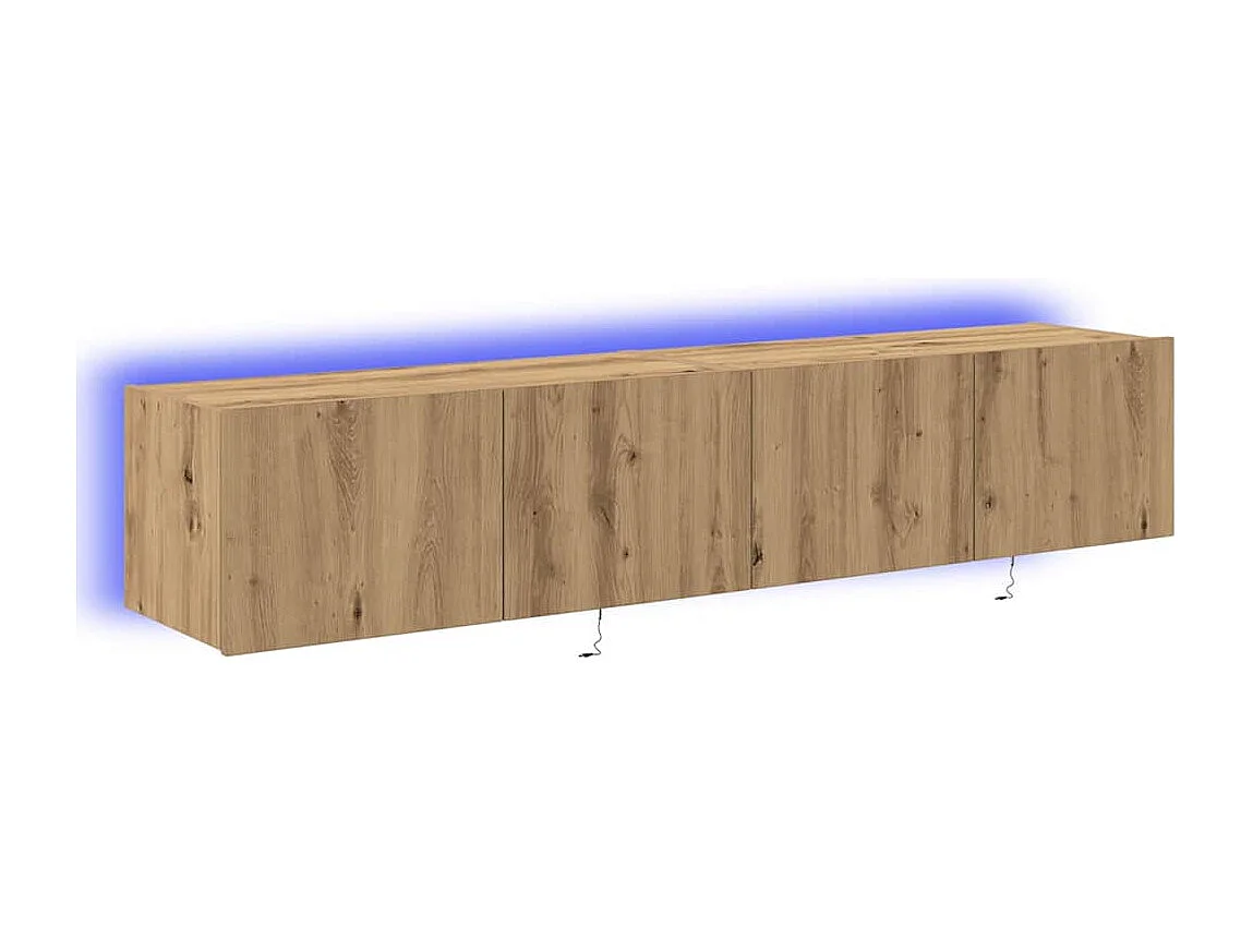 Rangements TV | Bancs TV | Armoires TV avec lumières LED 2 pcs Chêne Artisan 80x35x31 cm