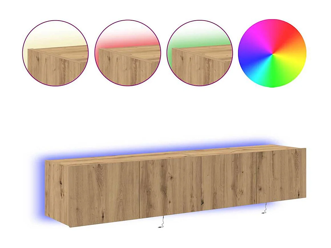 Rangements TV | Bancs TV | Armoires TV avec lumières LED 2 pcs Chêne Artisan 80x35x31 cm