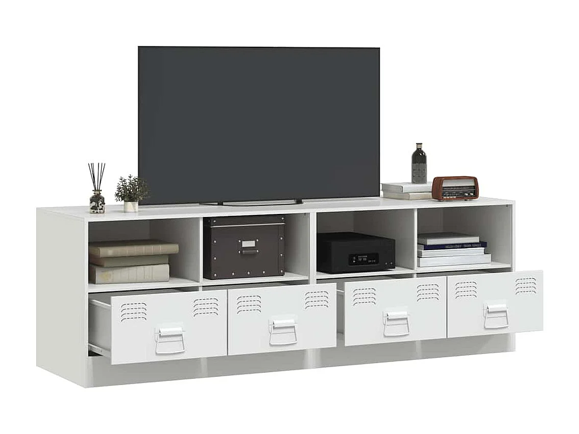 Meubles TV | Bancs TV | Armoires TV 2 pcs blanc 67x39x44 cm acier
