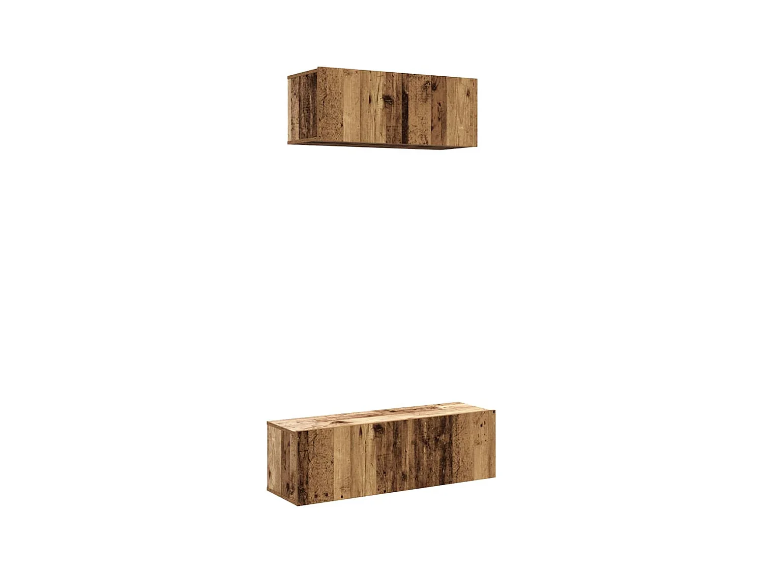 Conjunto de Mueble de TV | Mueble de salón 2 piezas montado la pared madera vieja