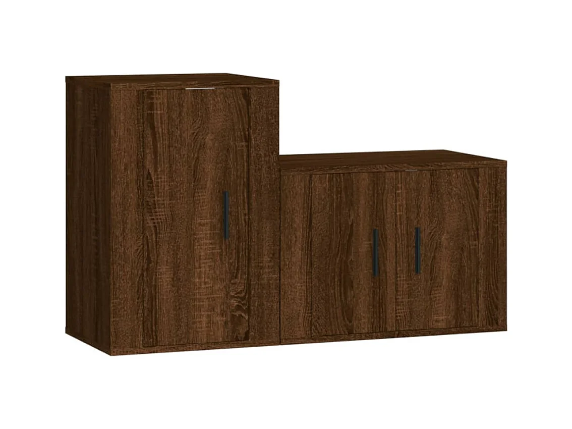 Set de muebles para TV  | Gabinetes de TV |  Muebles de salón 2 pzas madera contrachapada roble marrón