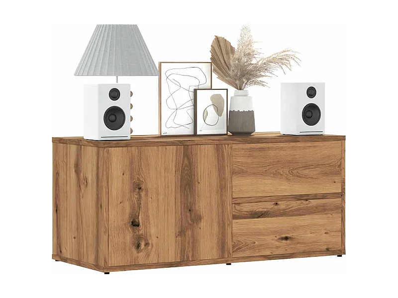 Meuble TV | Banc TV | Armoire TV chêne artisanal 80x34x35,5 cm bois d'ingénierie